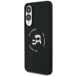 Etui Karl Lagerfeld Silicone Double Heads And Circle MagSafe do Galaxy S25 Edge, czarne
