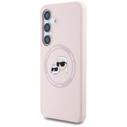 Etui Karl Lagerfeld Silicone Double Heads And Circle MagSafe do Samsung Galaxy S25 różowy