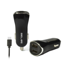 Ładowarka samochodowa Beline 2xUSB + USB-C 2,1A czarna/black