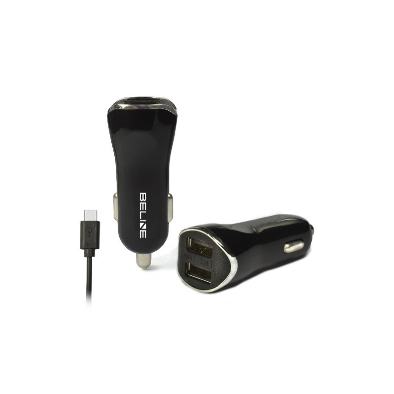 Ładowarka samochodowa Beline 2xUSB + USB-C 2,1A czarna/black
