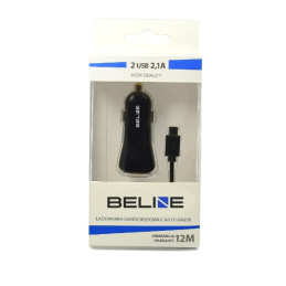 Ładowarka samochodowa Beline 2xUSB + USB-C 2,1A czarna/black