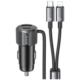 Ładowarka samochodowa USAMS YT Series CC287 66W 1xUSB-A 1xUSB-C + kabel 2w1 USB-C/Lightning tarnish
