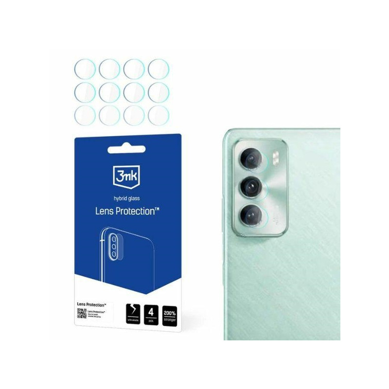 Szkło na obiektyw aparatu 3mk Lens Protection do Oppo Reno 12 Pro, 4szt