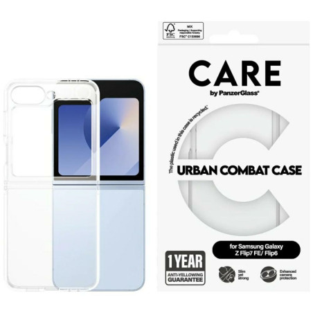 Etui CARE by PanzerGlass Flagship Urban  Combat do Samsung Galaxy Z Flip7 FE / Flip6 przezroczysty