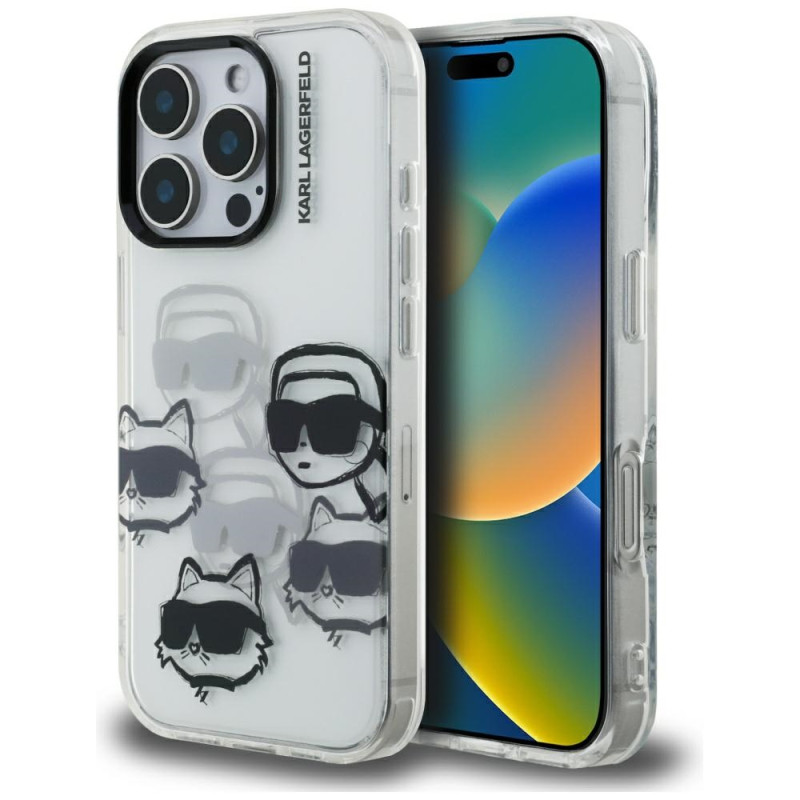 Etui Karl Lagerfeld IML Multi K&C Head Pattern do iPhone 16 Pro Max przezroczysty