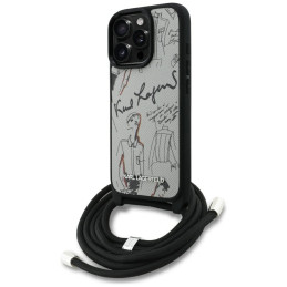 Etui Karl Lagerfeld Crossbody Grained Pattern & Logo do iPhone 16 Pro szary