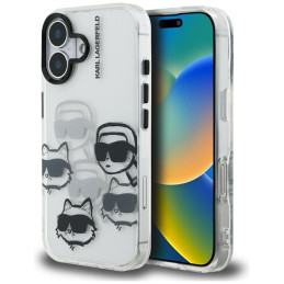 Etui Karl Lagerfeld IML Multi K&C Head Pattern do iPhone 16 przezroczysty