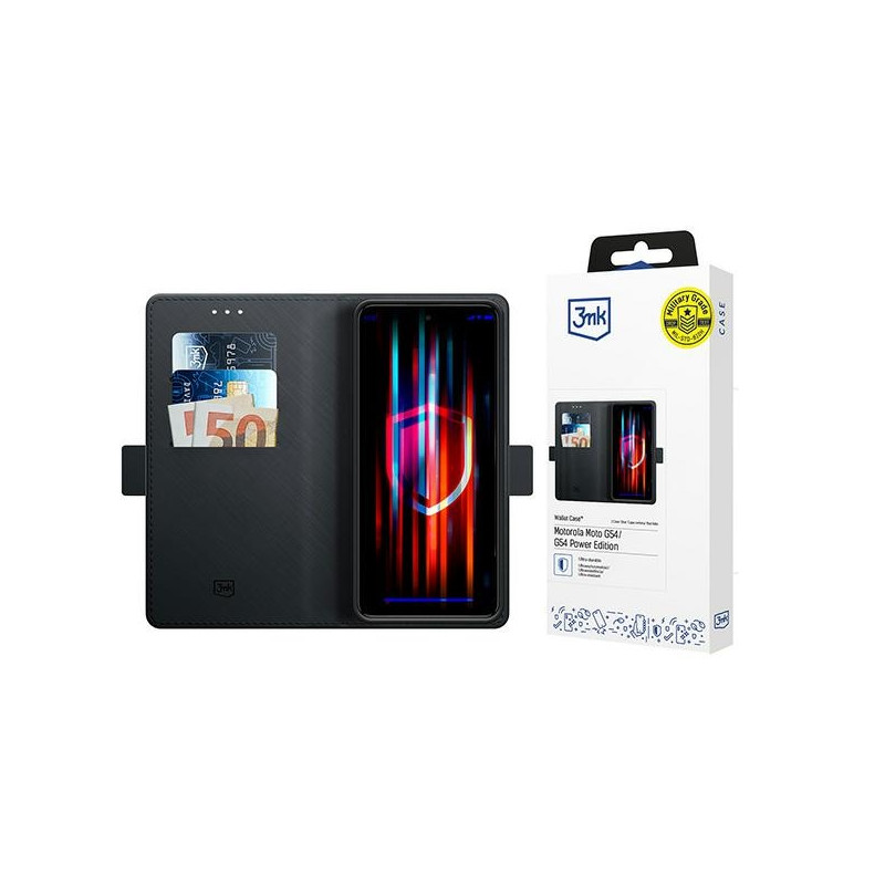 Etui 3MK Wallet Case do Motorola Moto G54/Power Edition, czarne