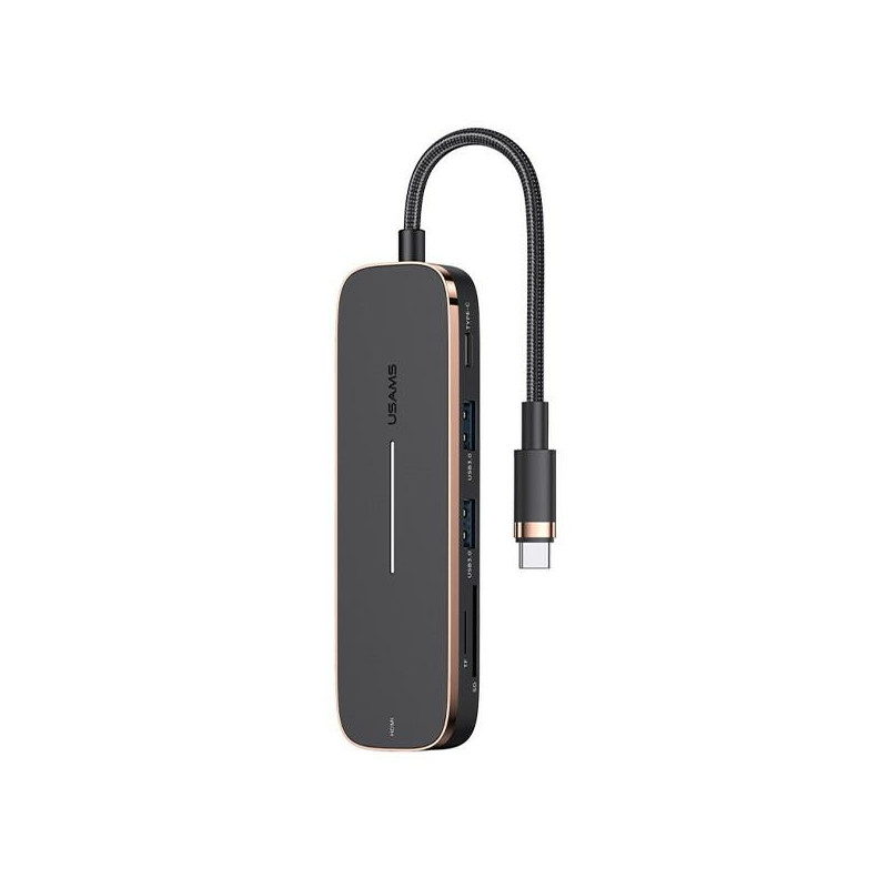 Adapter USAMS HUB 2xUSB + USB-C + HDMI + Micro SD+SD czarny
