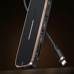 Adapter USAMS HUB 2xUSB + USB-C + HDMI + Micro SD+SD czarny