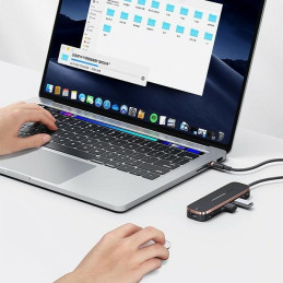 Adapter USAMS HUB 2xUSB + USB-C + HDMI + Micro SD+SD czarny