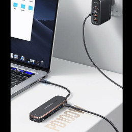 Adapter USAMS HUB 2xUSB + USB-C + HDMI + Micro SD+SD czarny