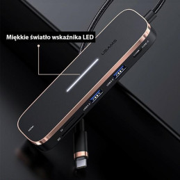 Adapter USAMS HUB 2xUSB + USB-C + HDMI + Micro SD+SD czarny