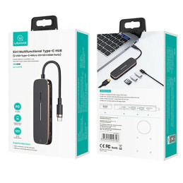 Adapter USAMS HUB 2xUSB + USB-C + HDMI + Micro SD+SD czarny