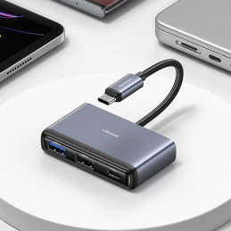 Adapter USAMS HUB 5w1 USB 2.0/USB 3.0/ USB-C/TF/SD szary