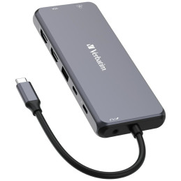 Adapter Hub Verbatim USB-C - 2xHDMI/VGA/ Eternet/5xUSB-A/Jack 3.5mm/2xUSB-C/SD/microSD aluminiowy