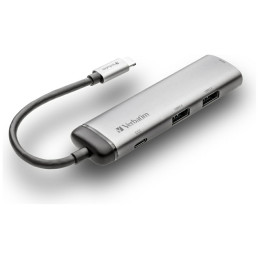 Adapter Hub Verbatim USB-C - USB-C/ 2xUSB-A 3.0/HDMI aluminiowy