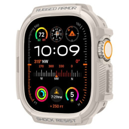 Etui z paskiem Spigen Rugged Armor Pro do Apple Watch Ultra (1/2) 49mm, beżowe