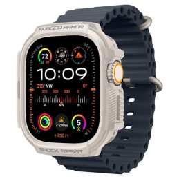 Etui z paskiem Spigen Rugged Armor Pro do Apple Watch Ultra (1/2) 49mm, beżowe