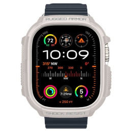 Etui z paskiem Spigen Rugged Armor Pro do Apple Watch Ultra (1/2) 49mm, beżowe