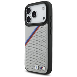 Etui BMW M Tricolor Metal Logo MagSafe do iPhone 17 Pro szary