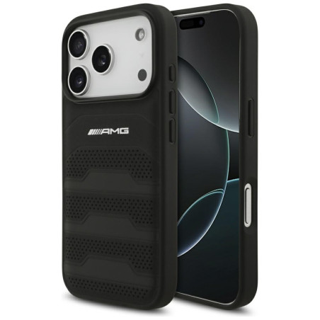 Etui AMG Leather Debossed Lines Logo do iPhone 17 Pro czarny
