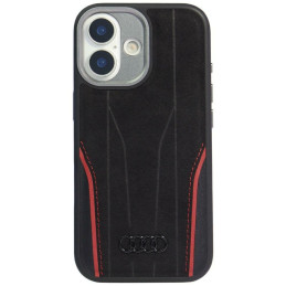 Etui Audi R8 Genuine Leather MagSafe do iPhone 17 czarno-czerwony