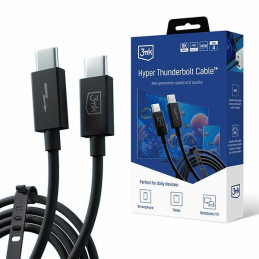 Kabel 3mk Hyper Thunderbolt 4 Cable USB-C na USB-C, USB4, 8k 60Hz, 240W, 5A, 1m, czarny