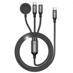 Kabel AWEI W23 3w1 usb-c/lightning/watch 100W/10W/2.5W czarny