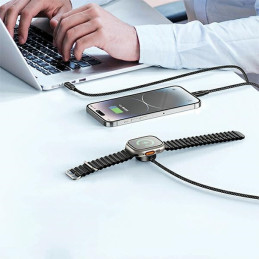 Kabel AWEI W23 3w1 usb-c/lightning/watch 100W/10W/2.5W czarny