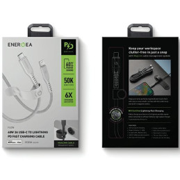 Kabel ENERGEA Flow USB-C na Lightning C94 MFI 1.5m 60W 3A PD Fast Charge biały 