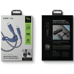 Kabel ENERGEA Flow USB-C na USB-C 1.5m 240W 5A PD Fast Charge niebieski 