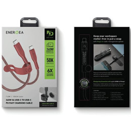 Kabel ENERGEA Flow USB-C na USB-C 1.5m 240W 5A PD Fast Charge czerwony 