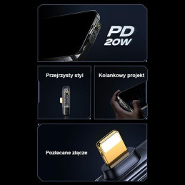 Kabel USAMS kątowy USB-C na Lightning PD 20W Fast Charging Iceflake Series 1,2m biały