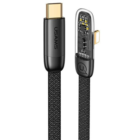 Kabel USAMS kątowy USB-C na Lightning PD 20W Fast Charging Iceflake Series 2m czarny