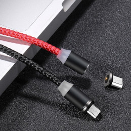Kabel USAMS magnetyczny U-Sure USB-A na microUSB 1m 2.1A pleciony czerwony