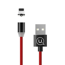 Kabel USAMS magnetyczny U-Sure USB-A na Lightning 1m 2.1A pleciony czerwony