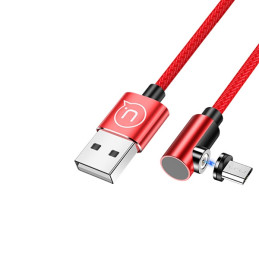 Kabel USAMS USB-A na microUSB 1m kątowy magnetyczny U54 czerwony