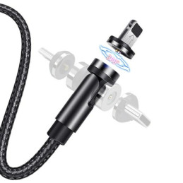 Kabel USAMS magnetyczny U59 USB-A na Lightning 2.1A Fast Charge 1m pleciony czarny
