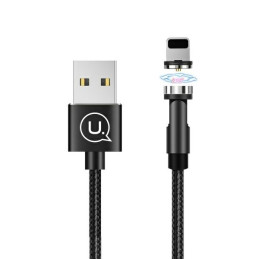 Kabel USAMS magnetyczny U59 USB-A na Lightning 2.1A Fast Charge 1m pleciony czarny