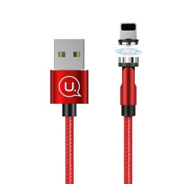 Kabel USAMS magnetyczny U59 USB-A na Lightning 2.1A Fast Charge 1m pleciony czerwony