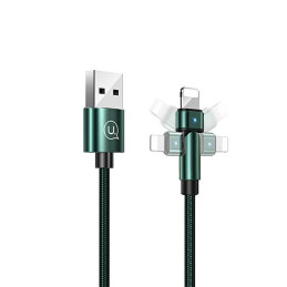 Kabel USAMS pleciony obrotowy U60 2A USB-A na Lightning zielony