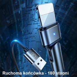Kabel USAMS pleciony obrotowy U60 2A USB-A na Lightning zielony
