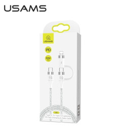 Kabel USAMS pleciony U31 USB-C na USB-C na Lightning 60W PD Fast Charge biały