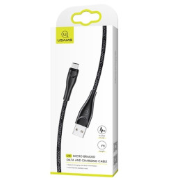 Kabel USAMS pleciony U41 USB-A na microUSB 1m 2A czarny
