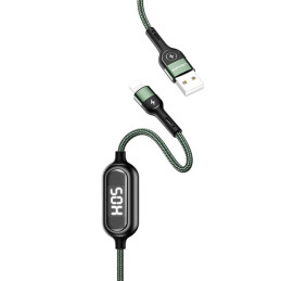 Kabel USAMS pleciony U48 USB-A na Lightning 1,2m 2A Fast Charging LED zielony