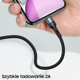 Kabel USAMS pleciony U55 2A USB-A na Lightning 1szt. for set U55 1m zielony