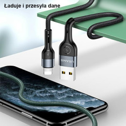 Kabel USAMS pleciony U55 2A USB-A na Lightning 1m czarny