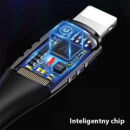 Kabel USAMSpleciony U-Tone USB-A na Lightning 1.2m Power-off 2A Fast Charging czarny