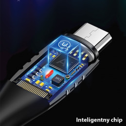 Kabel USAMS pleciony U-Tone USB-A na microUSB 1.2m Power-off 2A Fast Charging czarny
